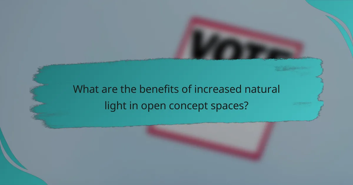 What are the benefits of increased natural light in open concept spaces?