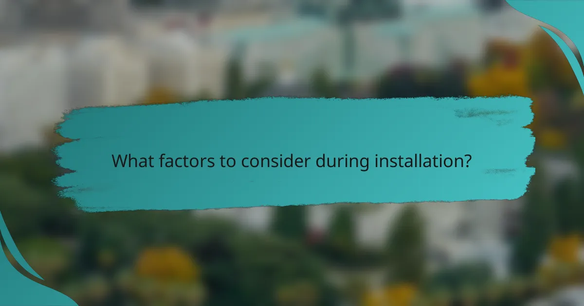 What factors to consider during installation?